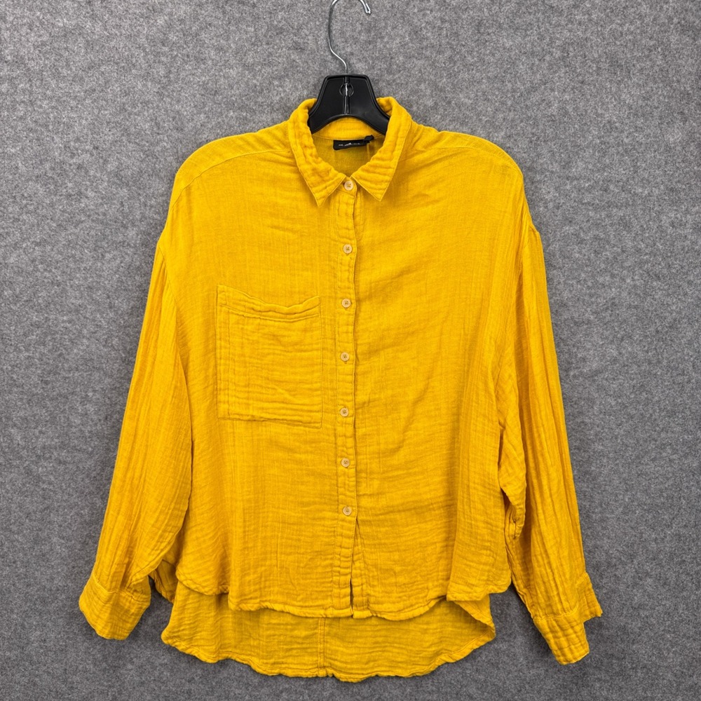Out From Under Urban Outfitters Mustard Yellow Cotton Gauze Button Down Shirt XS